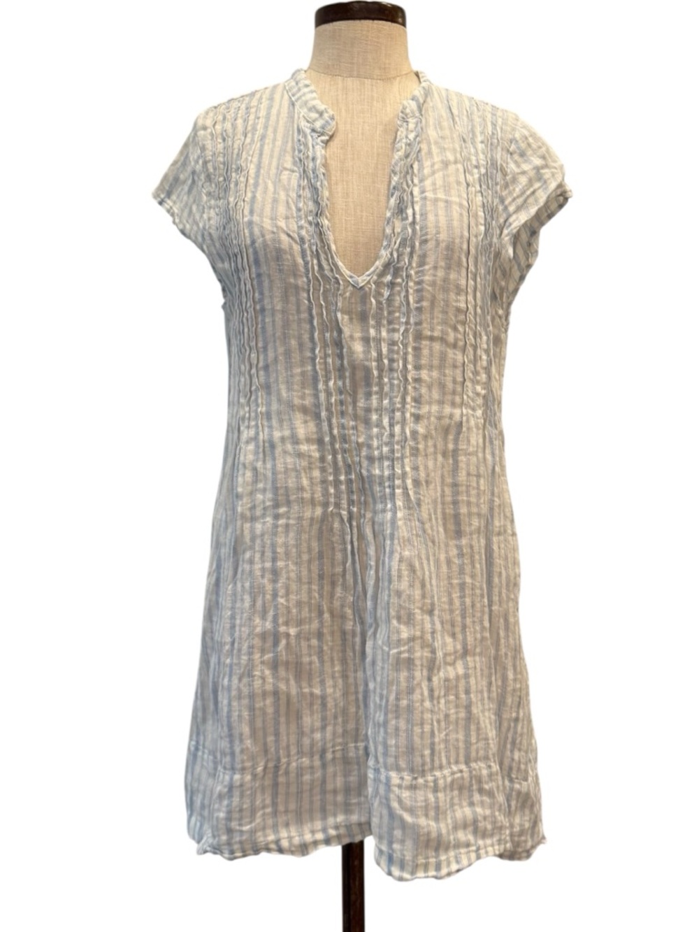 CP shades linen Regina cap sleeve stripe short dress